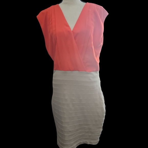 Express Dresses & Skirts - Express Coral and Cream Mini Skirt